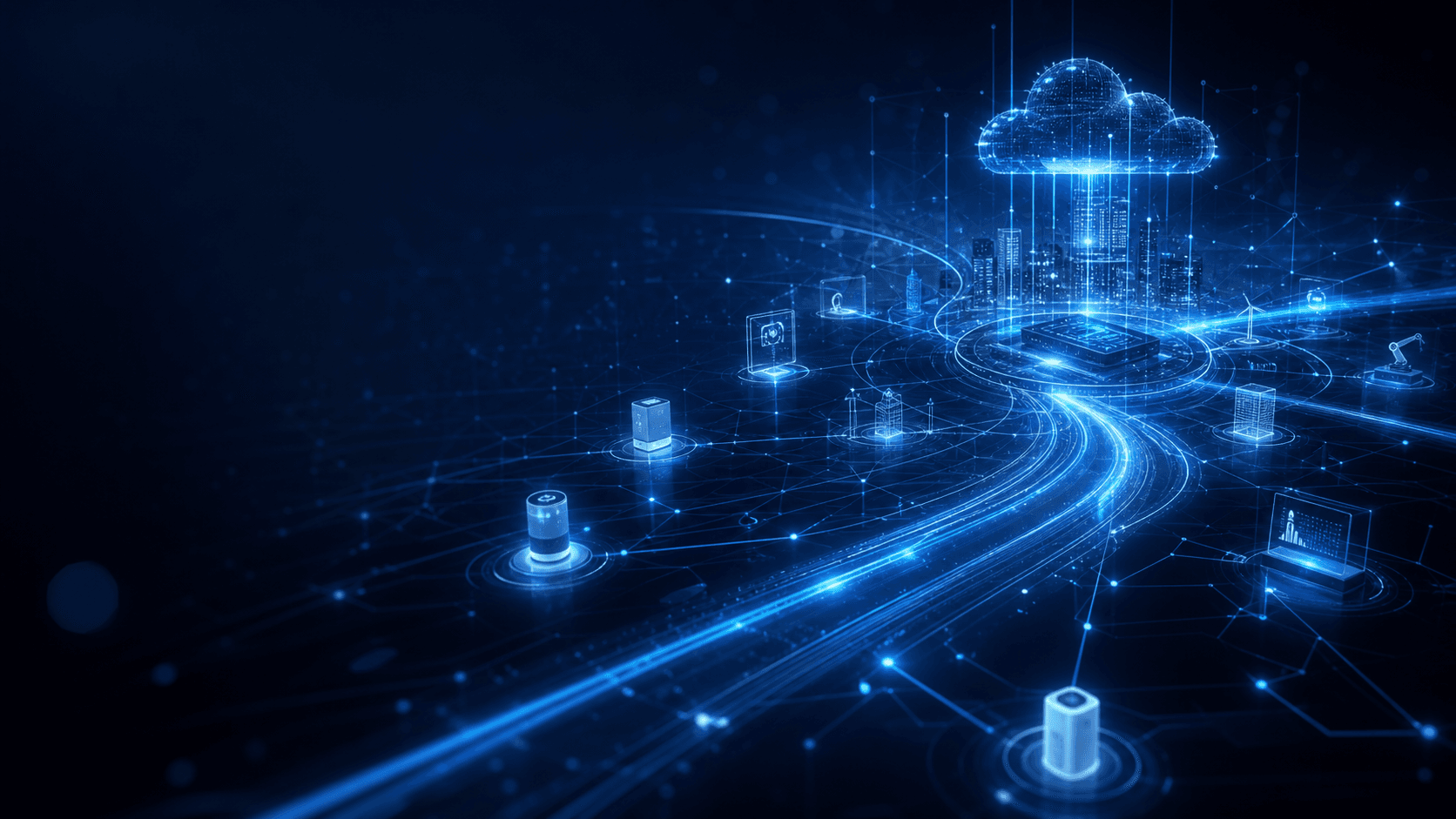 Abstract AI and IoT connected systems visual